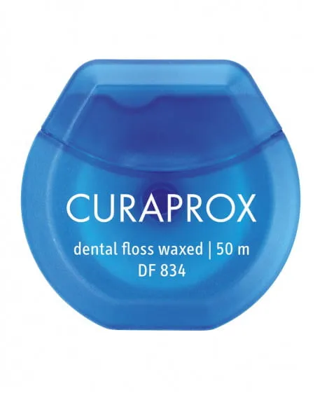 Curaprox DF 834 Woskowana nić dentystyczna 50 m miętowa